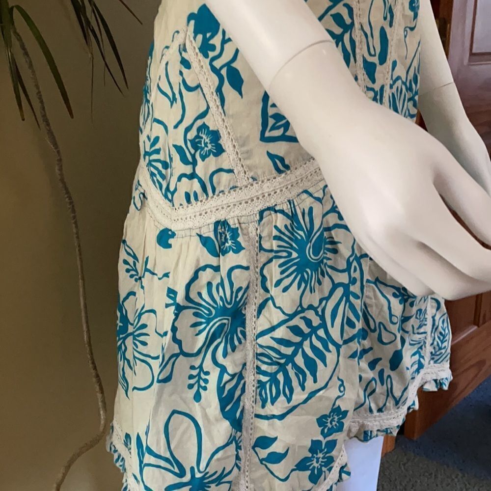 Kenzie Lined Turquoise Floral Summer Dress Sz 6 - Picture 3 of 7